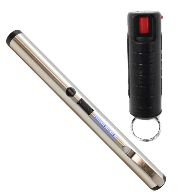 discreet self-defense kit includes pen stun gun pepper spray keychain