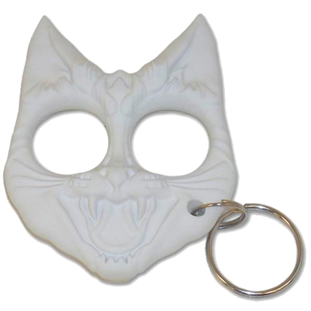 White Hiss and Hurt Self-Defense Cat Keychain