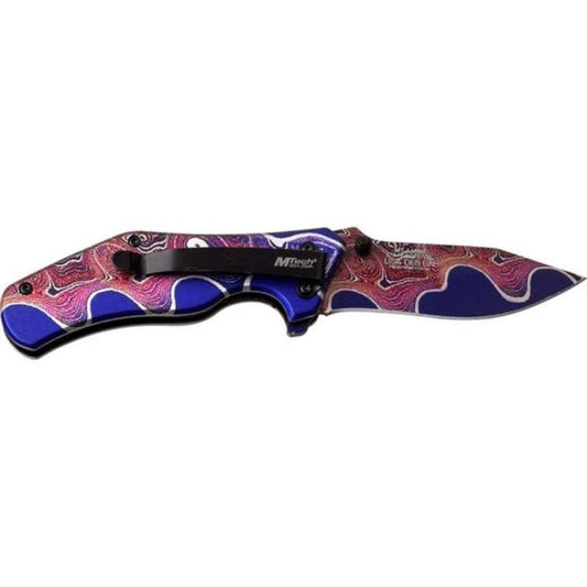 Psychedelic Swirl Boho Etch Folding Pocket Knife