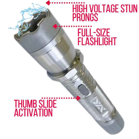features of aluminum tactical flashlight stun gun