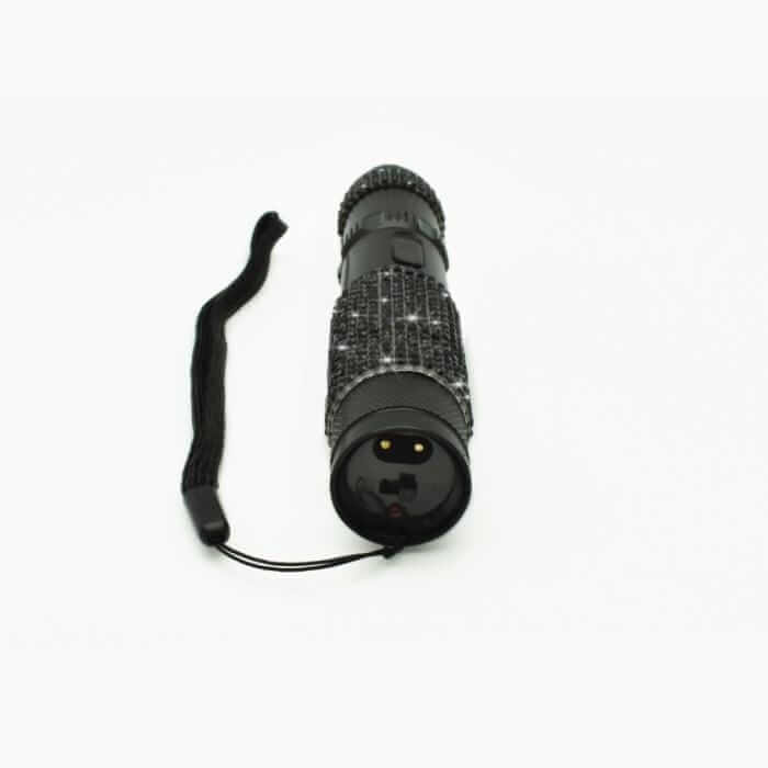 black rhinestone stun gun flashlight