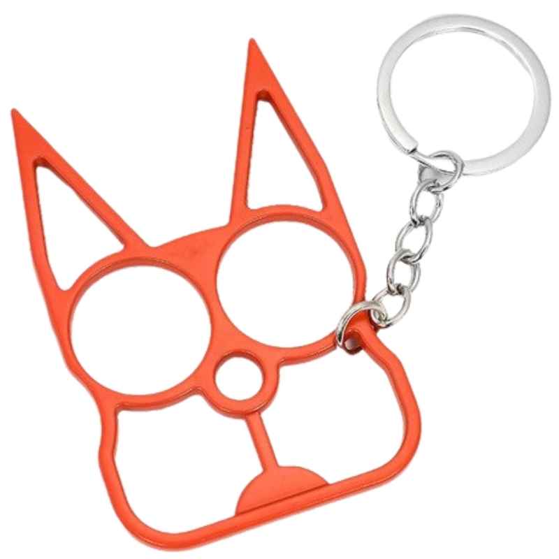 orange aluminum metal cat self defense keychain