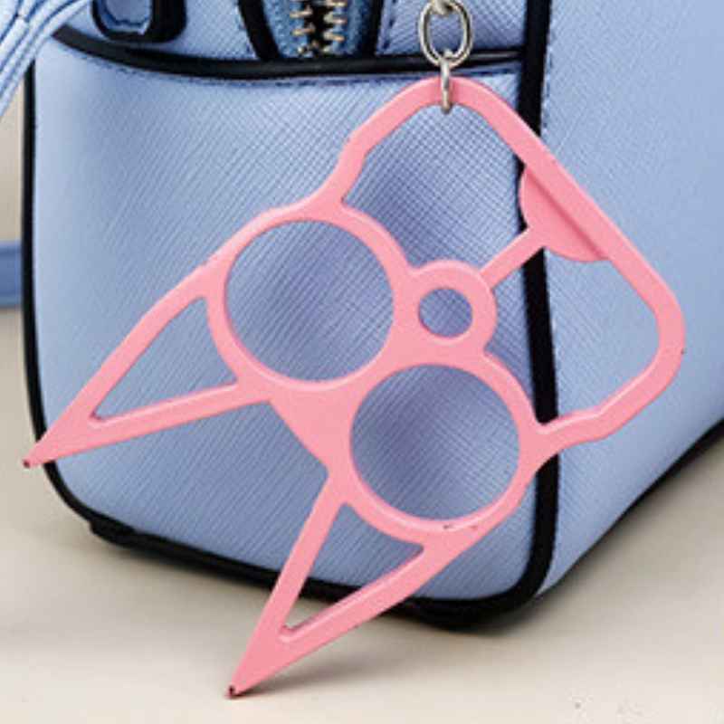pink aluminum metal cat self defense keychain