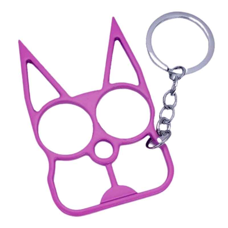 purple aluminum metal cat self defense keychain