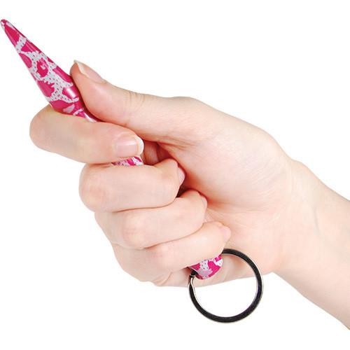pink Camoflauge Pointed Solid Steel Kubotan Self Defense Key Chain