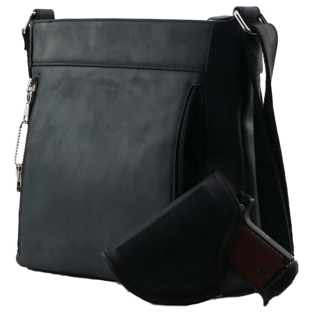 Lady Conceal Handgun Purses Concealed Carry Delaney Leather Crossbody Lockable CCW Bag