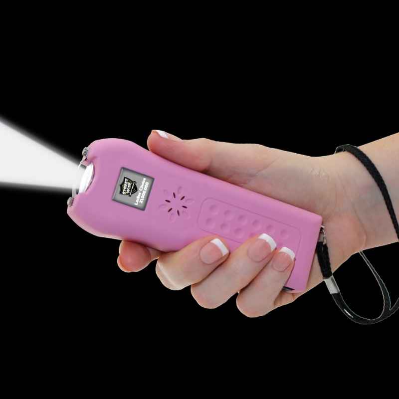 flashlight feature ladies choice pink stun gun panic alarm