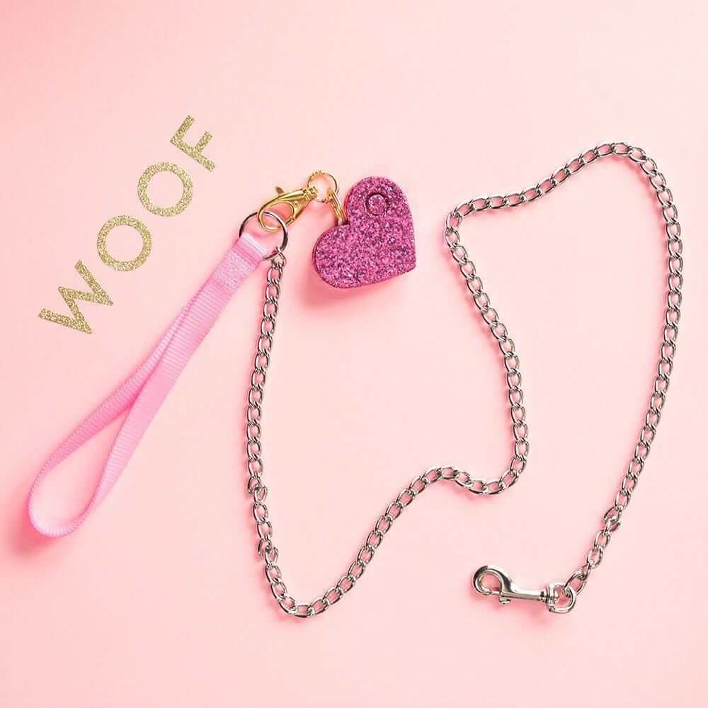 bling sting pink glitter panic alarm heart shaped key ring