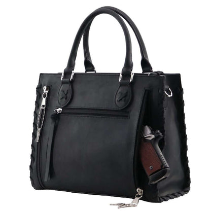 Lady Conceal Handgun Purses Concealed Carry Emma Leather Satchel Lockable CCW Bag