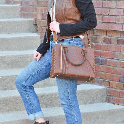 Lady Conceal Handgun Purses Concealed Carry Emma Leather Satchel Lockable CCW Bag