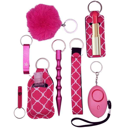 fight fobs basic pink self defense keychain set panic alarm