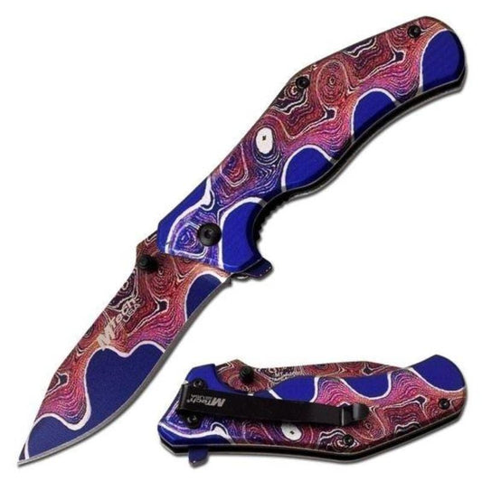 Psychedelic Swirl Boho Etch Folding Pocket Knife