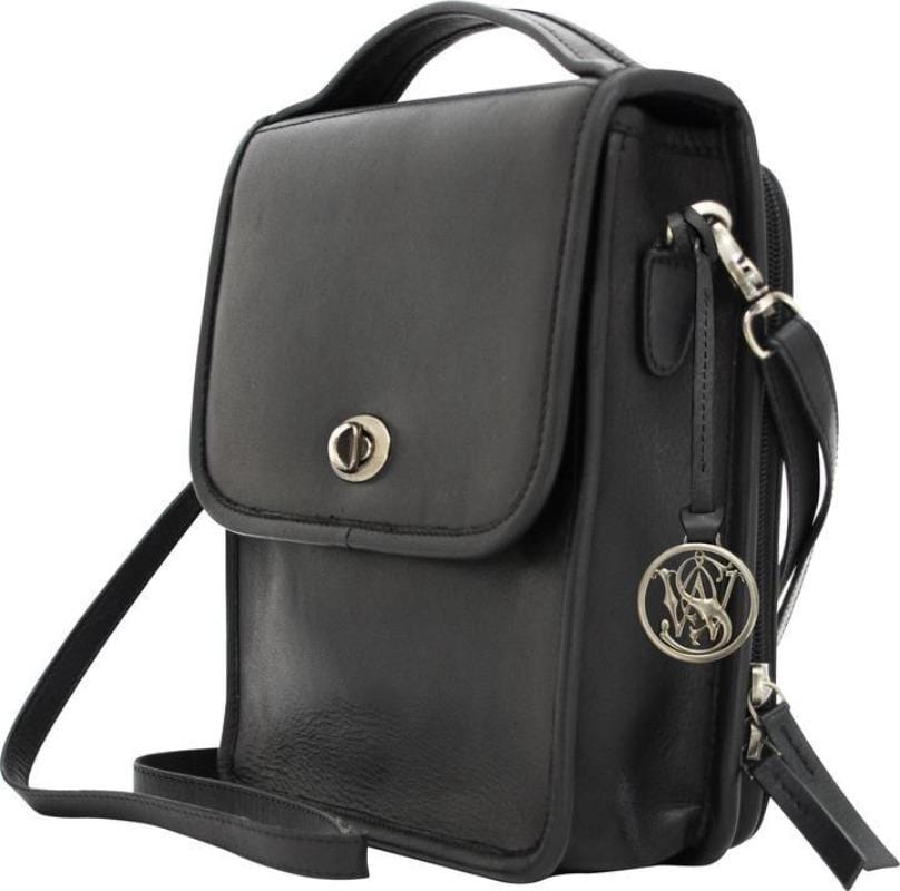 black Smith & Wesson Leather Kathryn Vintage Crossbody Concealed Carry Handbag