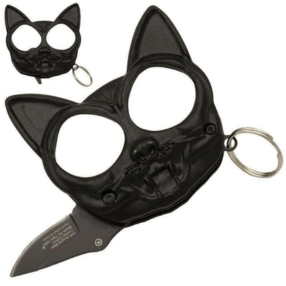 cat knuckles knife keychain