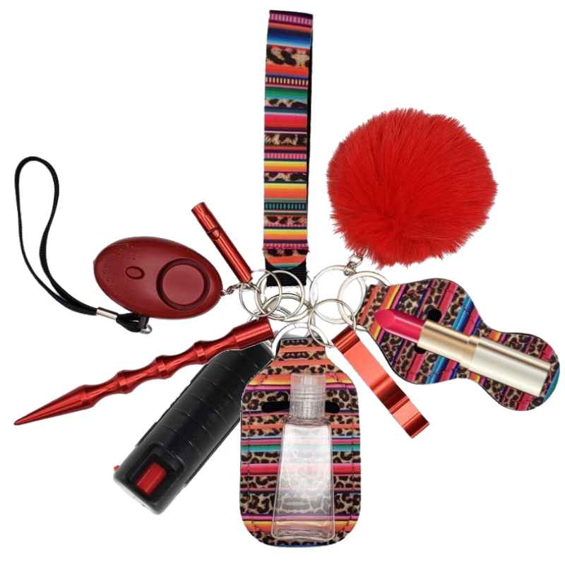 colorful-stripe-leoopard-self-defense-keychain-pepper-spray