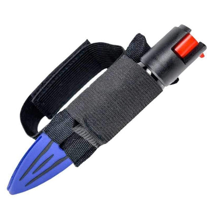 blue hands free double defender spike-n-strike pepper spray and edge