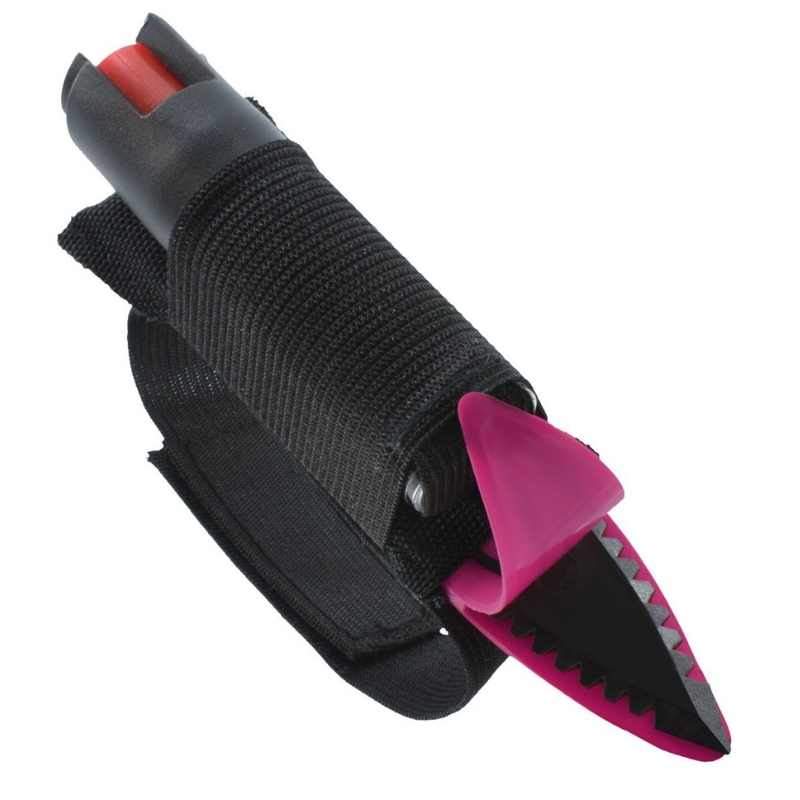 pink double defender spike-n-strike pepper spray and edge pink blue