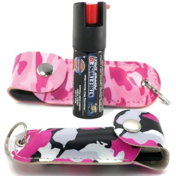 Pink Camouflage Police Strength 18 OC Pepper Spray Keychain