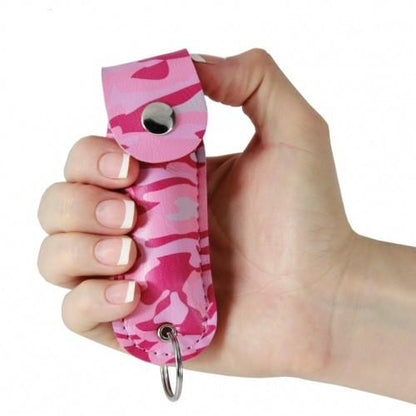 Pink Camouflage Police Strength 18 OC Pepper Spray Keychain