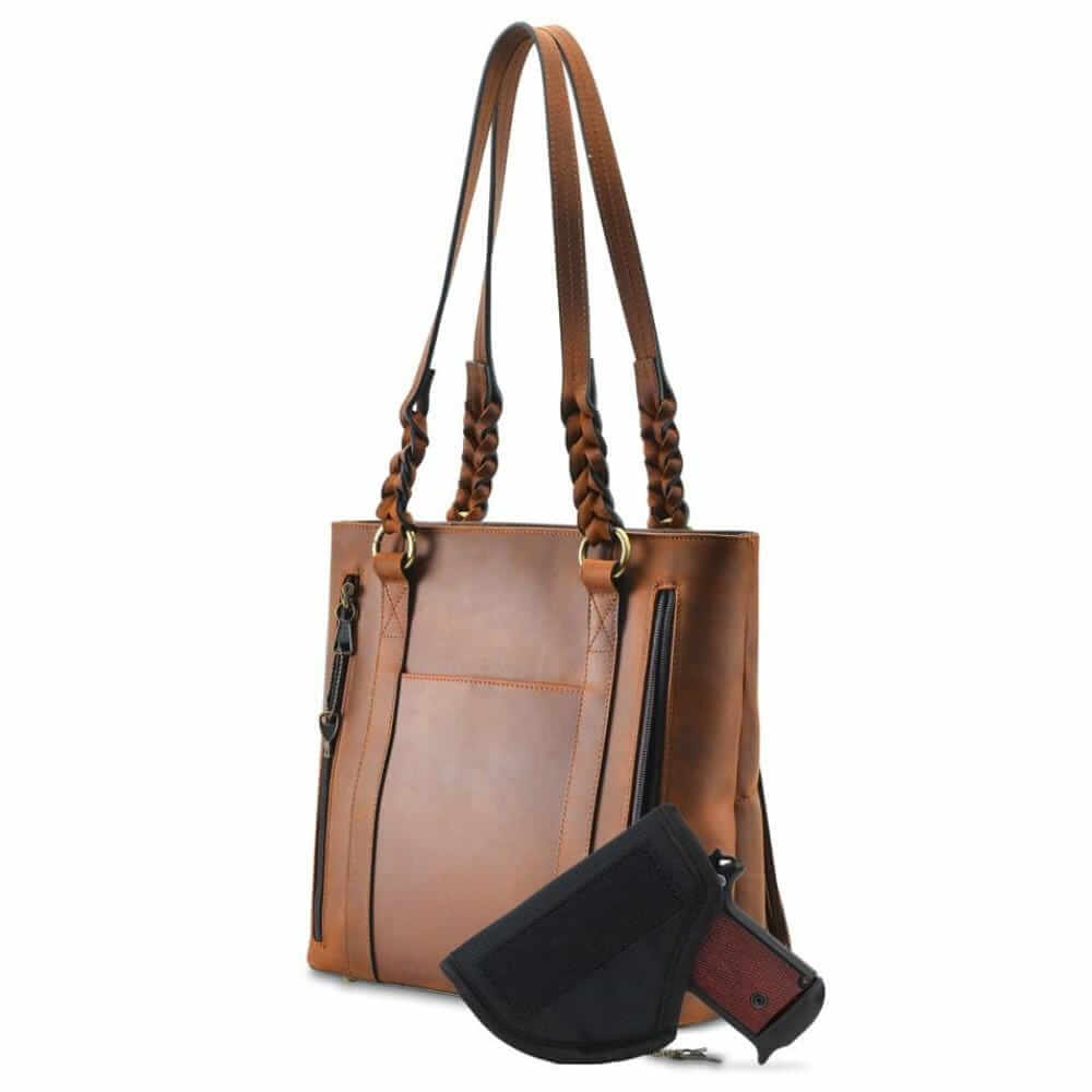 Lady Conceal Handgun Purses Concealed Carry Bella Leather Tote Lockable CCW Bag