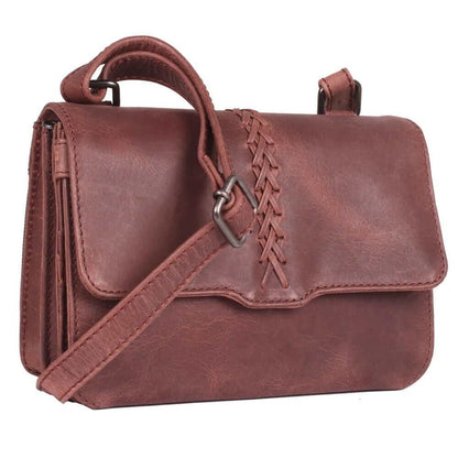 Lady Conceal Handgun Purses Concealed Carry Jolene Leather Lockable CCW Crossbody Organizer Mahogany