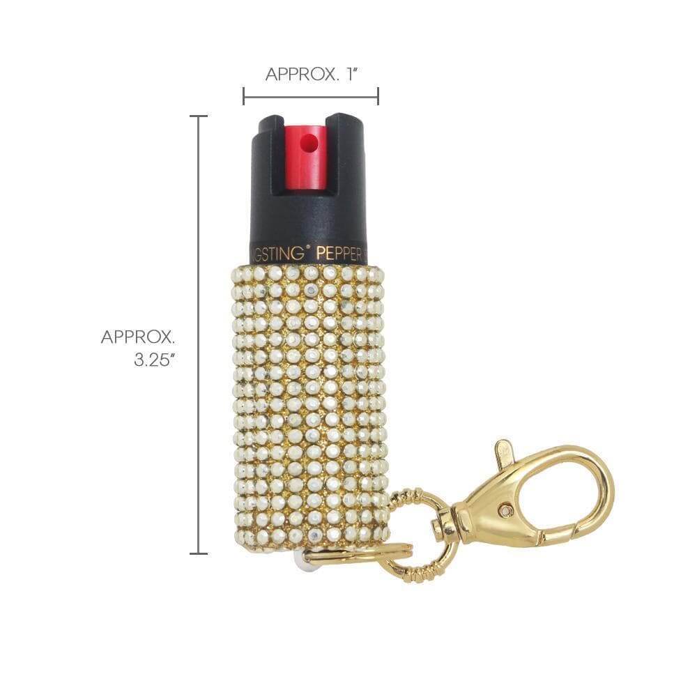 gold rhinestone pepper spray keychain bling sting key ring measurement