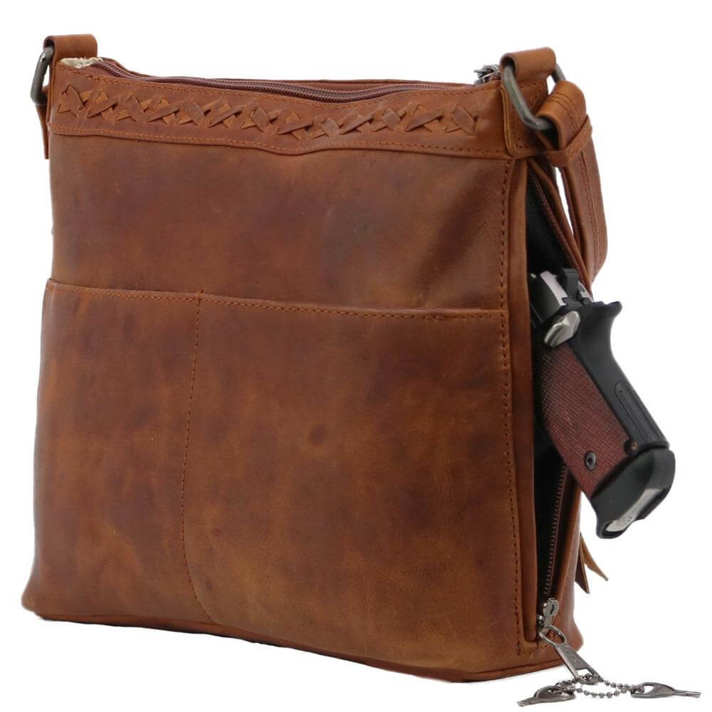 Lady Conceal Handgun Purses Concealed Carry Faith Genuine Leather Lockable CCW Crossbody Bag