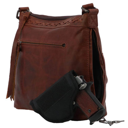 Lady Conceal Handgun Purses Concealed Carry Faith Genuine Leather Lockable CCW Crossbody Bag