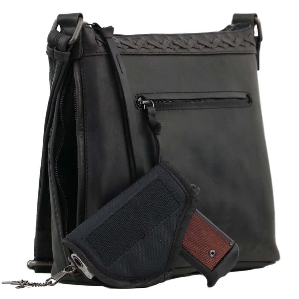 Lady Conceal Handgun Purses Concealed Carry Faith Genuine Leather Lockable CCW Crossbody Bag