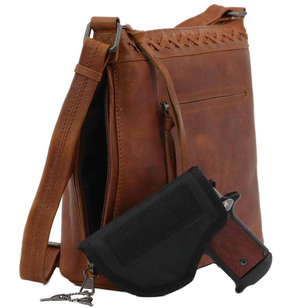 Lady Conceal Handgun Purses Concealed Carry Faith Genuine Leather Lockable CCW Crossbody Bag