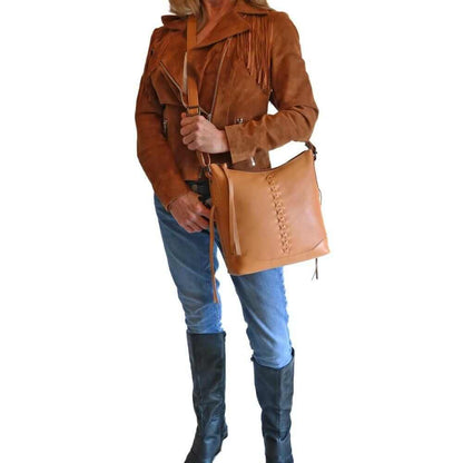 Lady Conceal Handgun Purses Concealed Carry Blake Scooped Leather Crossbody Lockable CCW Bag