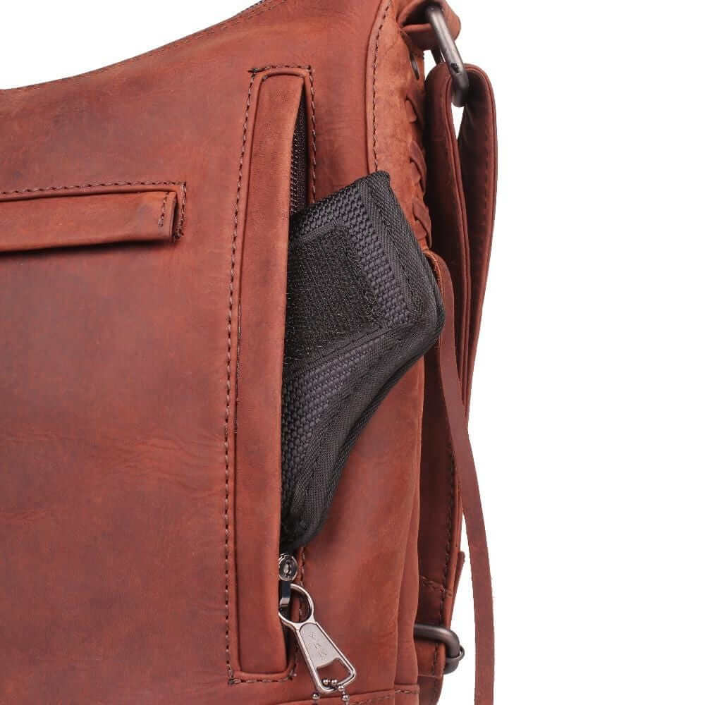 Lady Conceal Handgun Purses Concealed Carry Blake Scooped Leather Crossbody Lockable CCW Bag