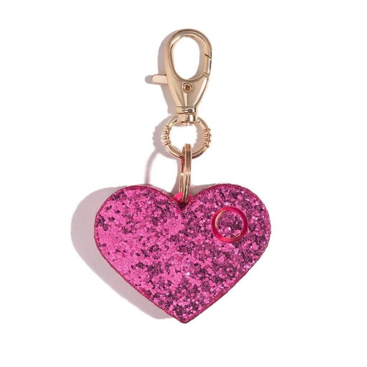 bling sting pink glitter panic alarm heart shaped key ring