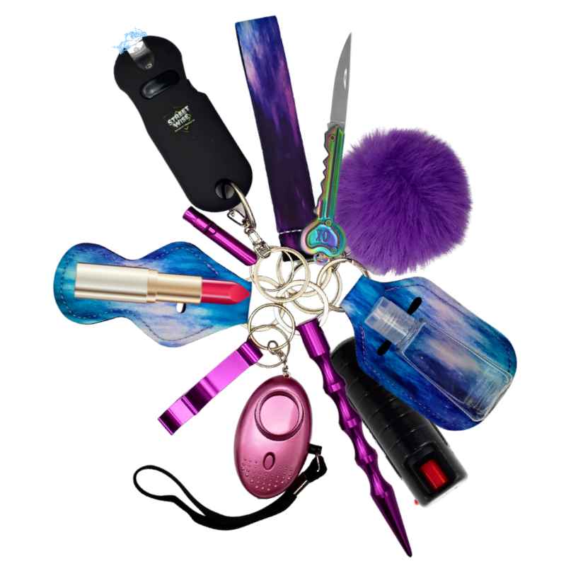 deluxe-self-defense-keychain-set-purple-fight-fobs-galaxy