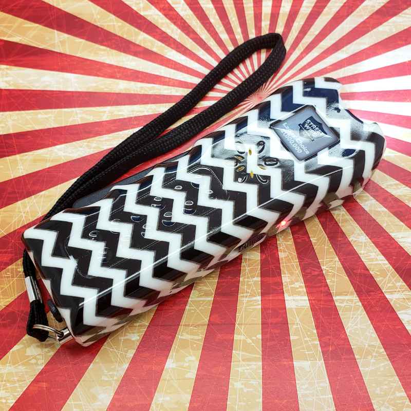 ladies choice black white chevron stun gun flashlight