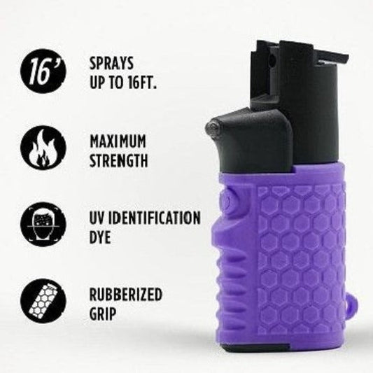 light em up features purple pepper spray keychain flashlight combo