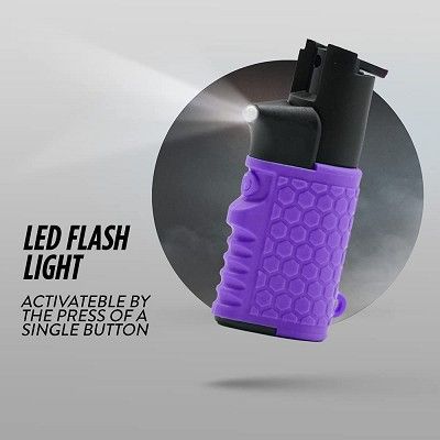 light em up purple pepper spray keychain flashlight