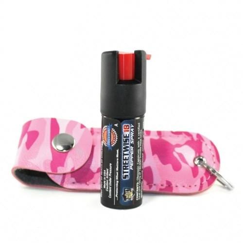 Pink Camouflage Police Strength 18 OC Pepper Spray Keychain