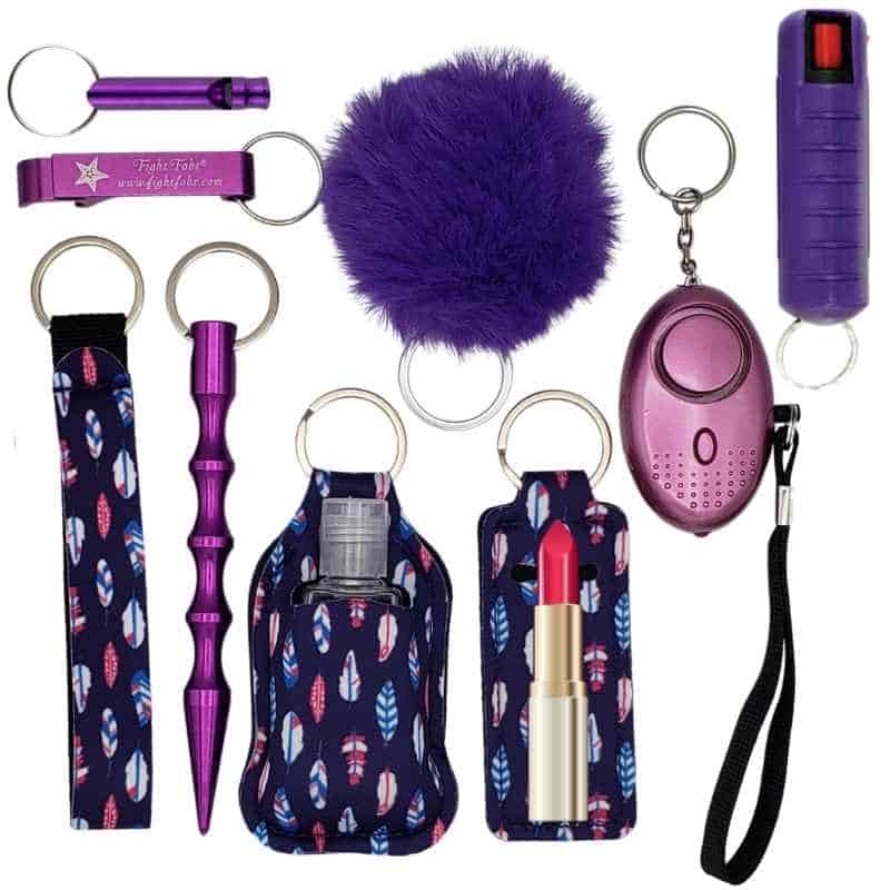 tribe vibe feathers purple defense keychain mace plus