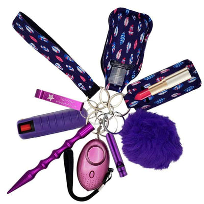 tribe vibe feathers purple defense keychain mace plus