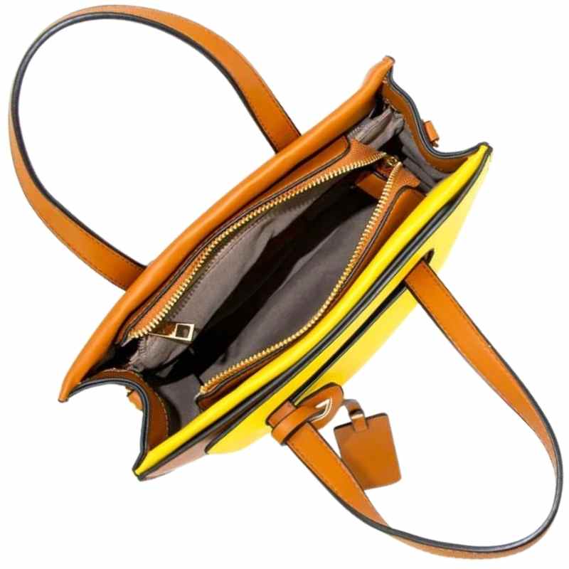 yellow cameleon conceal carry mia handbag inside